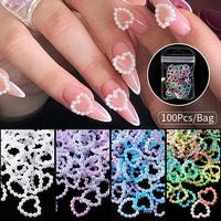 100pcs1bag loving pearl nail stickers 3d charms multicolored jewelry diy manicure decals art decorations accessories