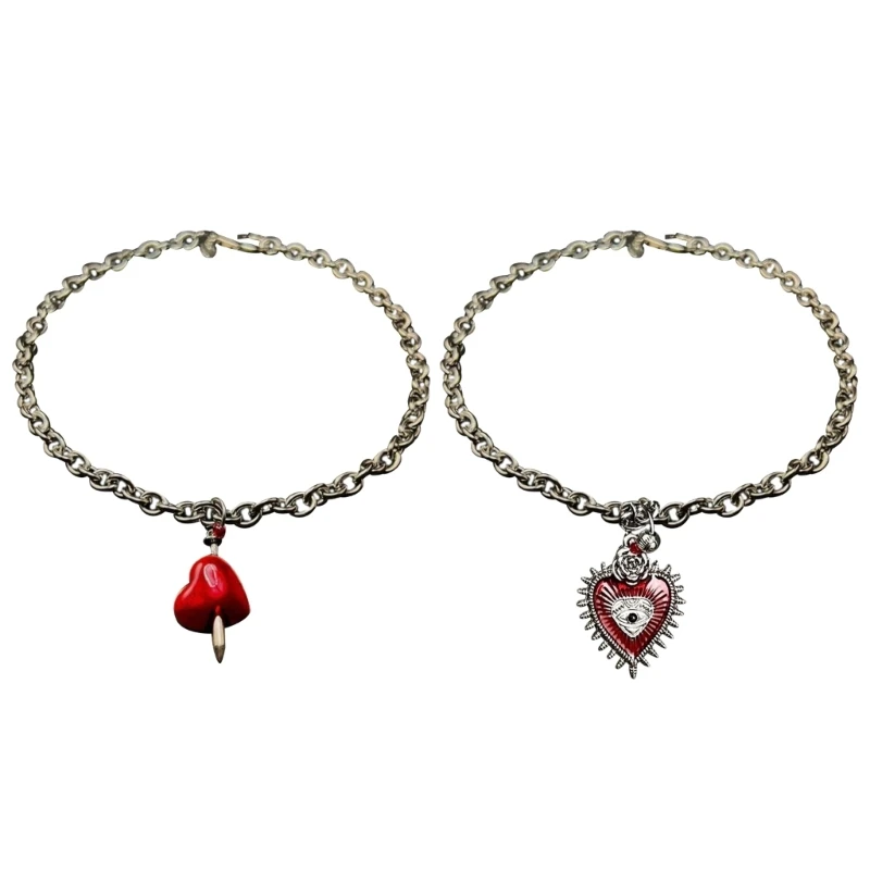 

Vintage Gothic Hip-hop Y2k Jewellery Heart Flower evil eye Jewelry Necklace Choker neck Clavicle Chain 264E