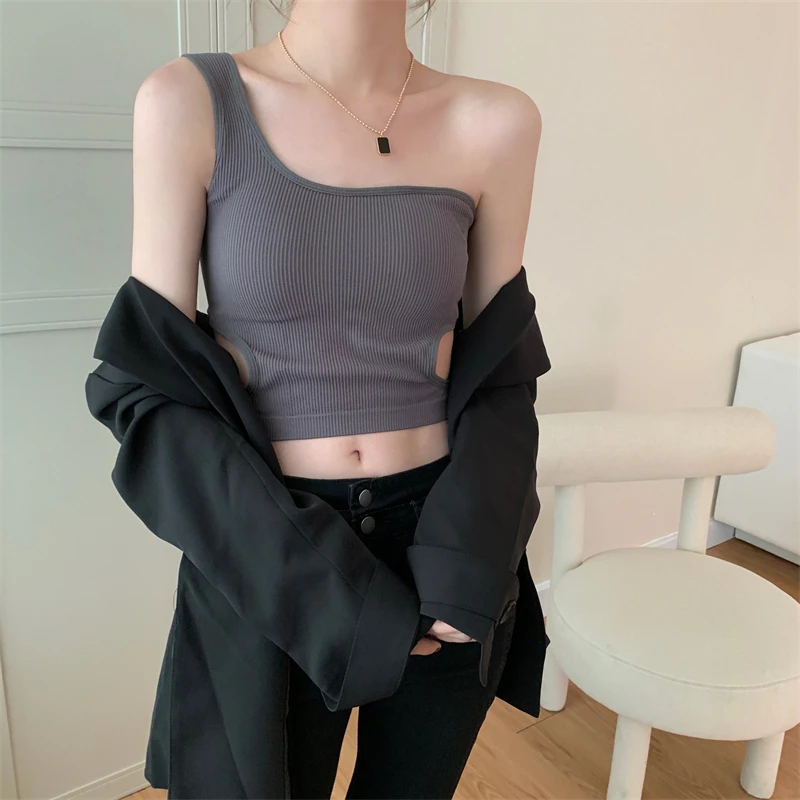 Кофта женская в Корейском стиле топ без рукавов бюстгальтер весна-лето 2022 (QQ312) 4