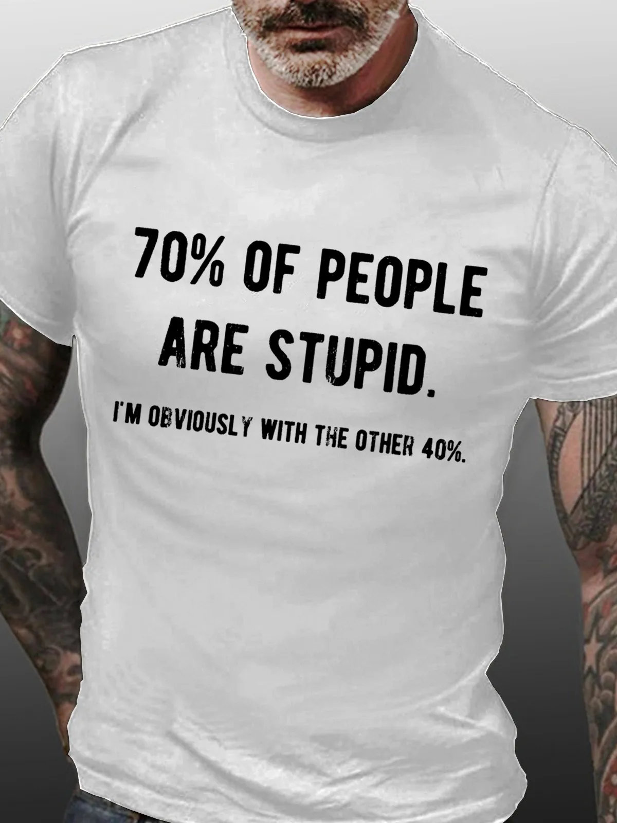 Мужская забавная мужская свободная повседневная футболка из 70% людей глупы я
