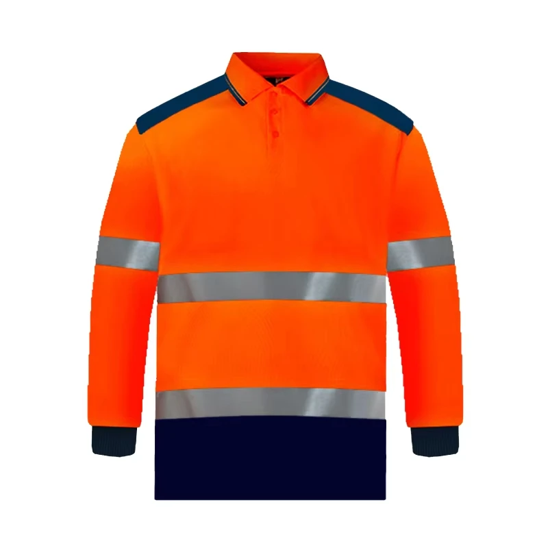 

Двухцветная защитная рубашка-поло с короткими рукавами Светоотражающая рубашка высокой видимости с карманами Рабочая рубашка Hi Vis
