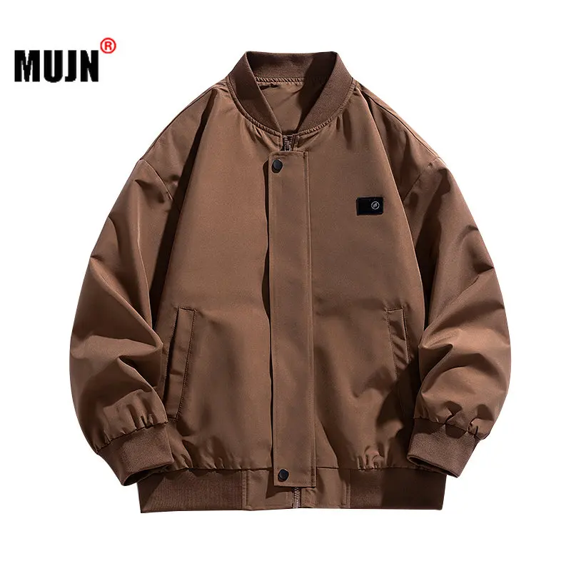 

Men Casual Baseball Uniforms Jacket Spring Autumn Flight Bomber Jackets Hip Hop Zipper Coats Stand Collar Long Sleeve Streetwear
