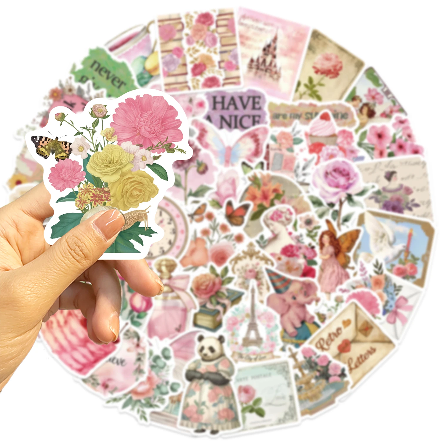 50 шт. ретро розовый коллаж наклейка с каракулями водостойкая в стиле граффити