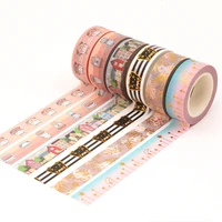 2022 new 10pcslot 15mm10m gold foil cats coffee cap coffee house stars moon masking tape scrapbooking stationery washi tape