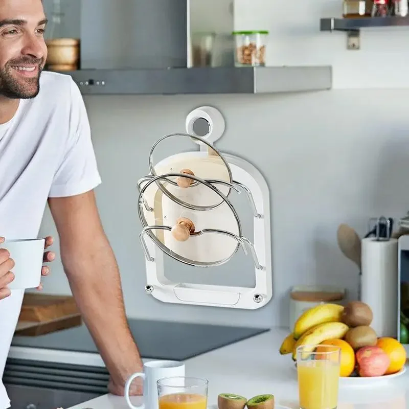 Кухонный органайзер стойка настенная подвесная полка для слива крышки кастрюли