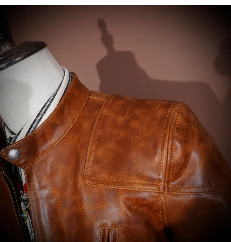 Мужская байкерская куртка Blunt Razor Venom классическая без покрытия батик конская