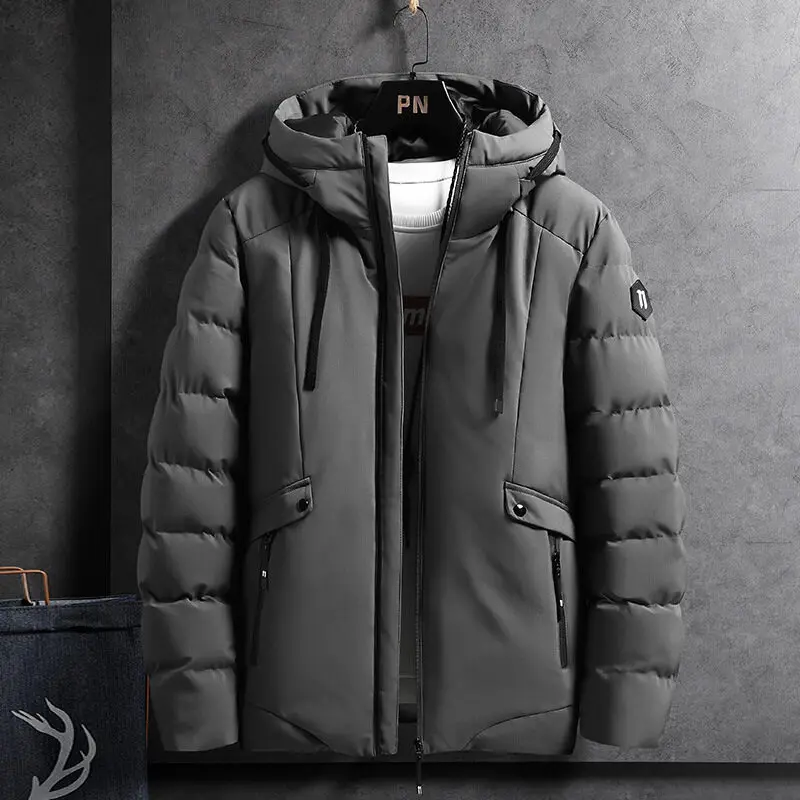 Men Winter 2022 New Thickened Tide Brand Cotton-padded Jacket Youth Winter Coat Hooded Down Cotton Jacket Men