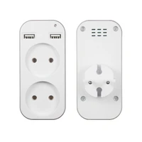 eu wall socket extender with 2 ac outlets and 2 usb ports 5v 2a power adapter extension plug overload protection for homeoffice