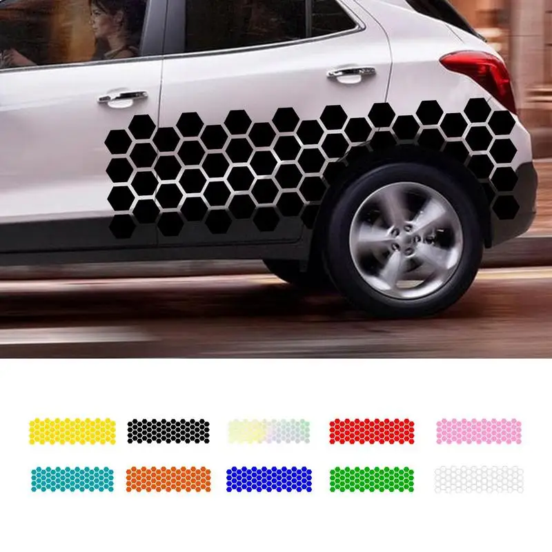 

2Pcs Car Side Body Decals High Quality Honeycomb Car Decal Car Body Sticker Waterproof Decal For SUV Sedan Pickup Vehicle