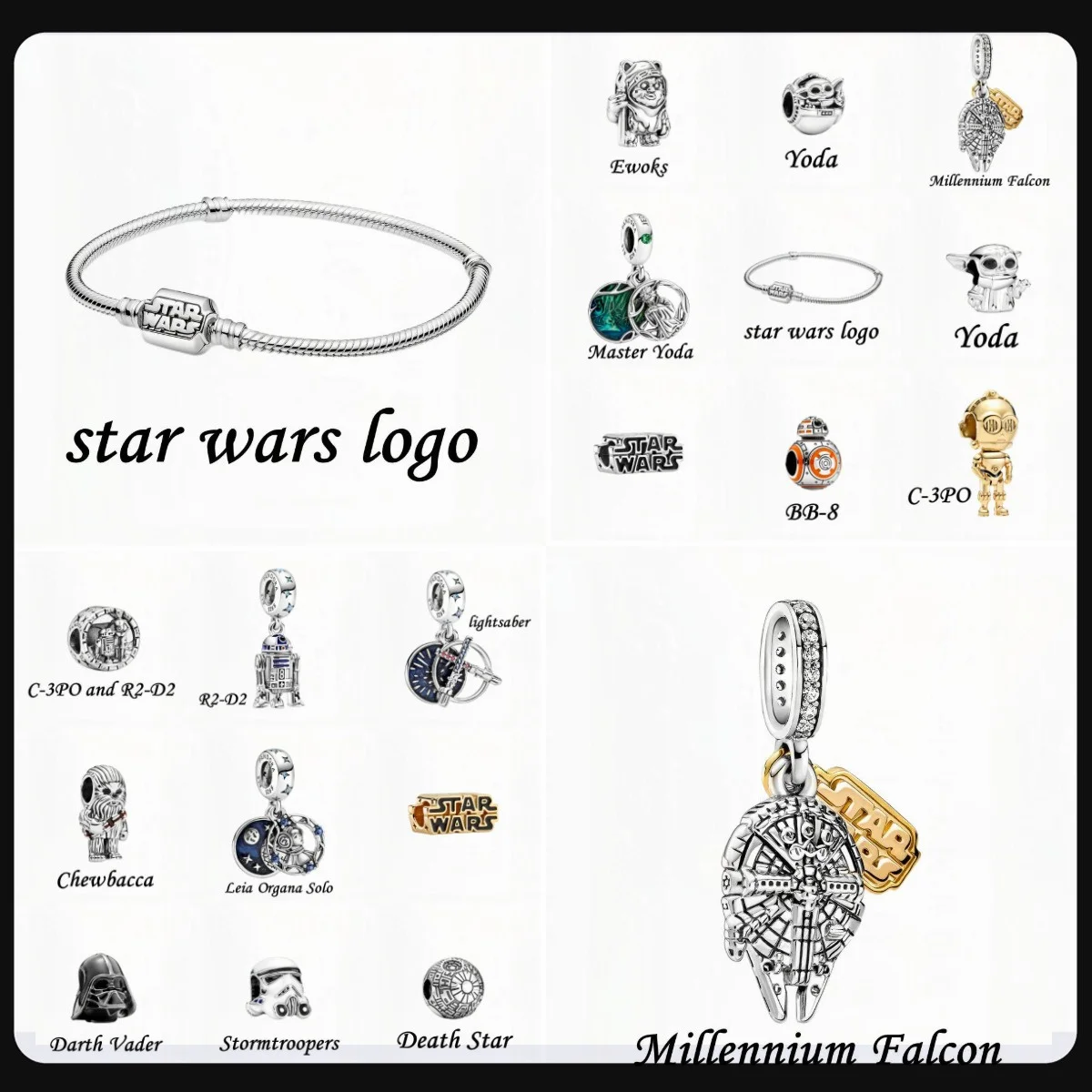 

Disney Star Wars Series Kawaii Yoda New Arrival Fashion Original for Pandora Wholesale Jewelry Beads in Bulk Bracelet Gift SW006