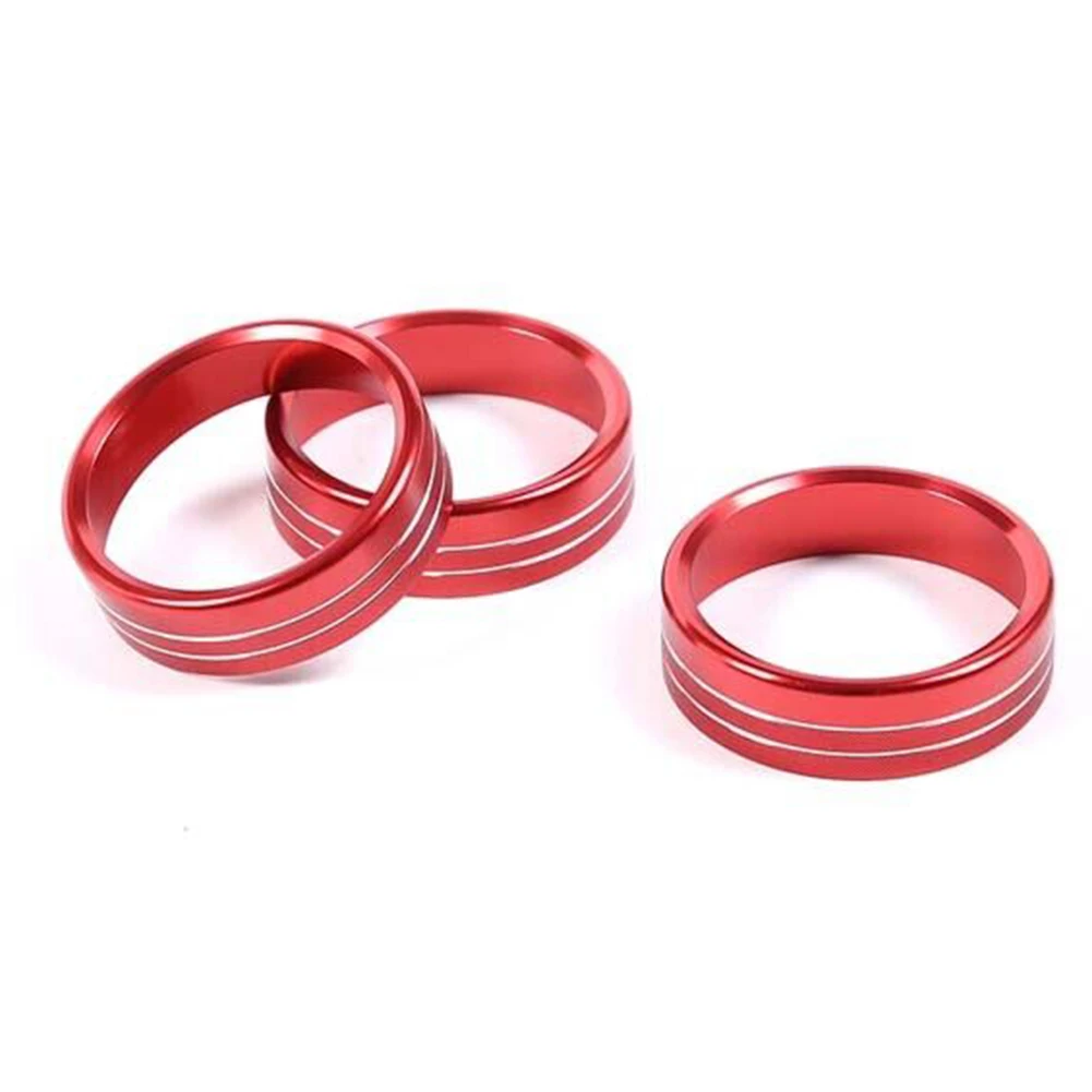 

Brand New Car Spare Parts Practical To Use Knob Trim Ring Knob Trim Ring 3Pcs/Set AC Knob Alloy Ring Center Console