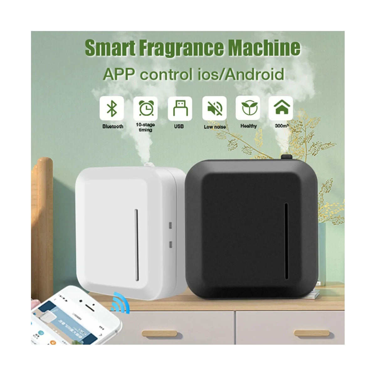 

Black Intelligent Aromas Fragrances Machine 150Ml APP Control Air Freshener Oil Diffuser Office