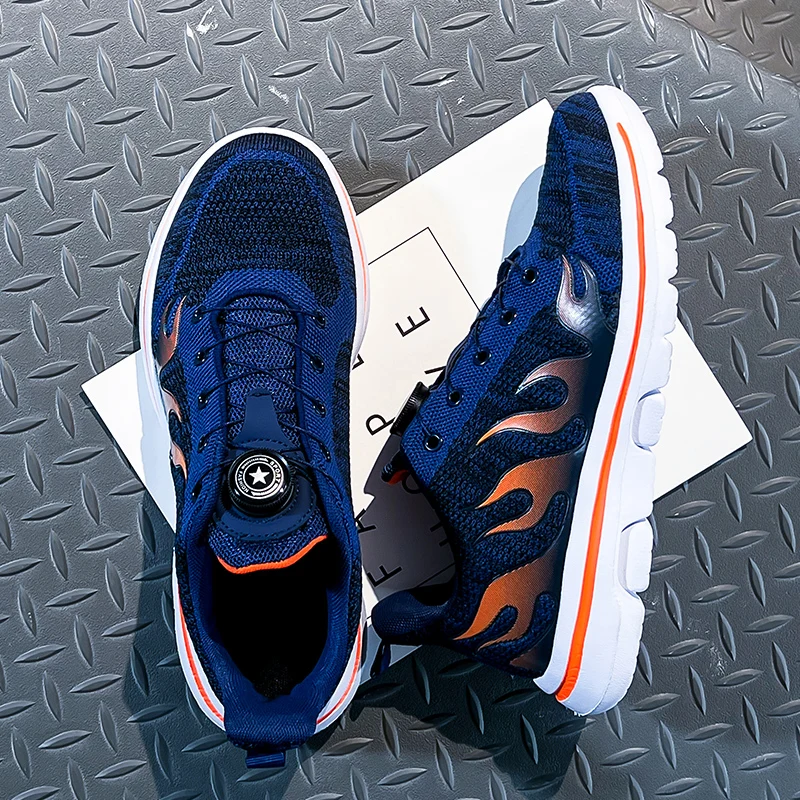 Mens Womens Breathable Outdoor Sports Shoes Flame Printed Trend Ultra-Light Casual Tennis Gym Running Sneakers
