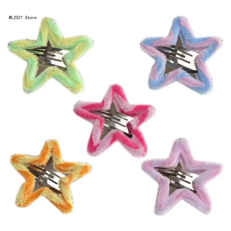 

Плюшевая красочная заколка для волос со звездами, головной убор для костюма на день рождения, заколка для волос для темативечерние