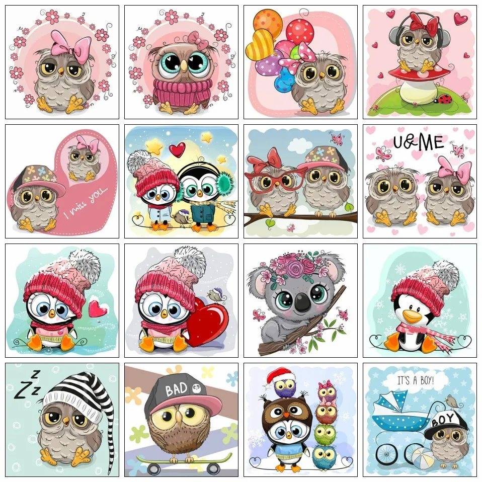 5D DIY Diamond Embroidery Owl Winter Unique Gift For Children Diamond Painting Penguin Animal Needlework Craft Kit