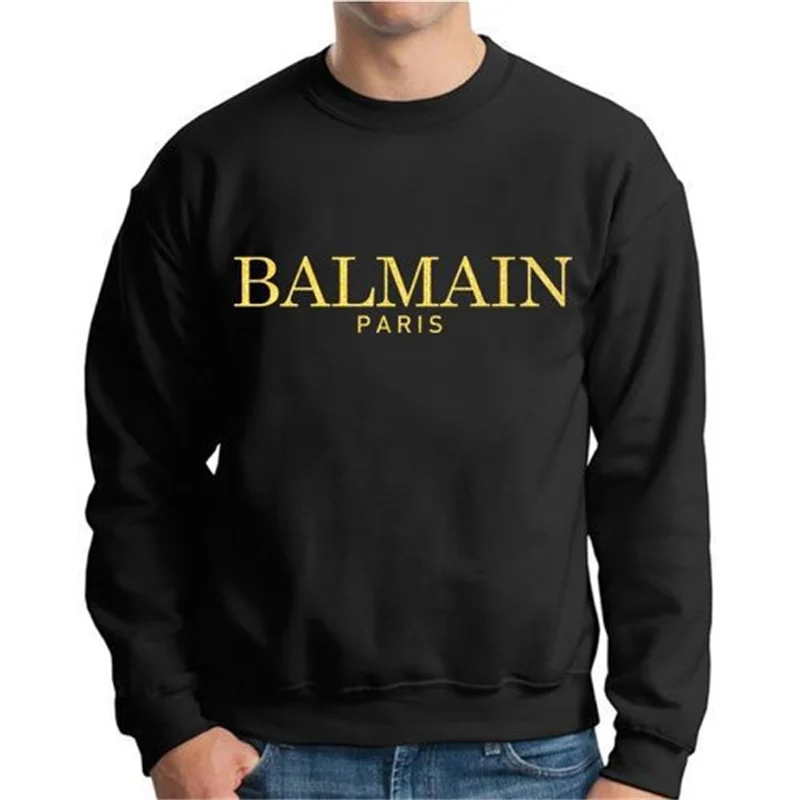

Balmain New Men's Letter Printed Long Sleeve Crew Neck Pullover Casual Sweatshirts S-4XL