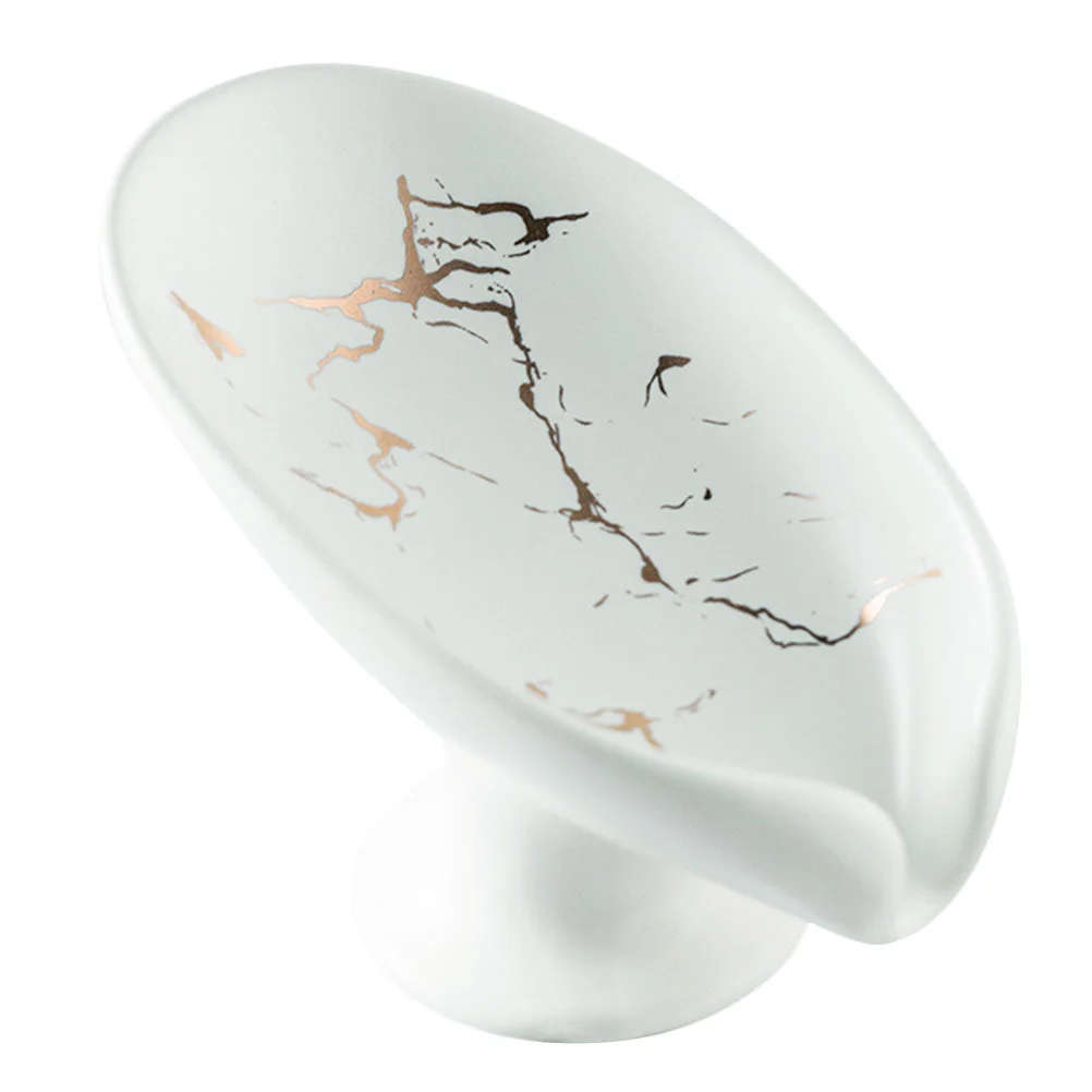 

Soap Dish Holder Drainingceramic Shower Self Bar Bathroom Container Dishes Leaf Tray Kitchen Box Sink Shape Travel Stand Drain