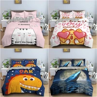 cartoon animal pattern bedding set 3d printed duvet cover set king twin bedclothes with pillowcase quilt cover home decor