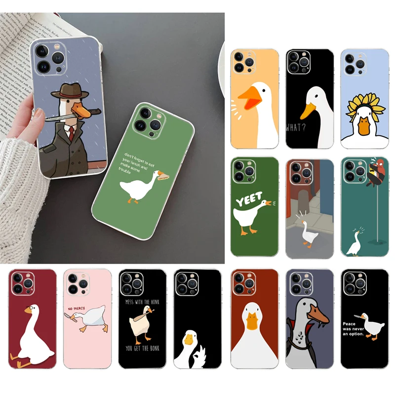 

Cartoon Cute Goose Duck Phone Case For iphone 14 13 12 11 Pro Max XS XR X 12mini 14 Plus 7 8 SE Mobile Phone Case Funda