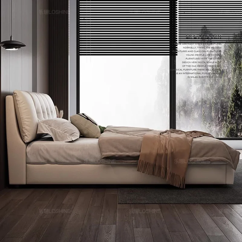 Минималистичная эстетичная двуспальная кровать современная роскошная