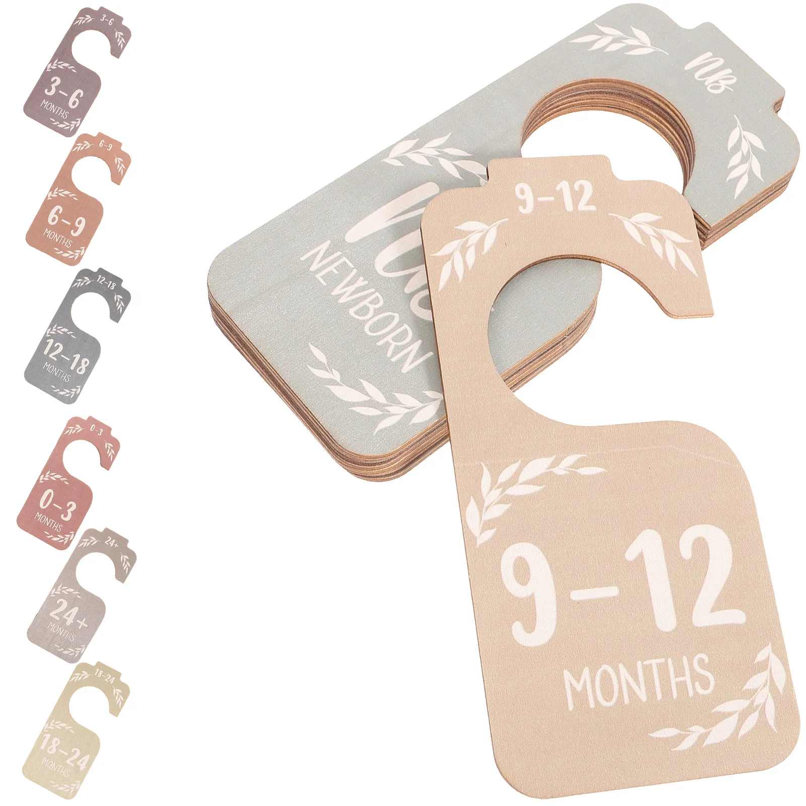 

8 Pcs Baby Garment Size Dividers Wooden Closet Clothes Hangers Classification Plate