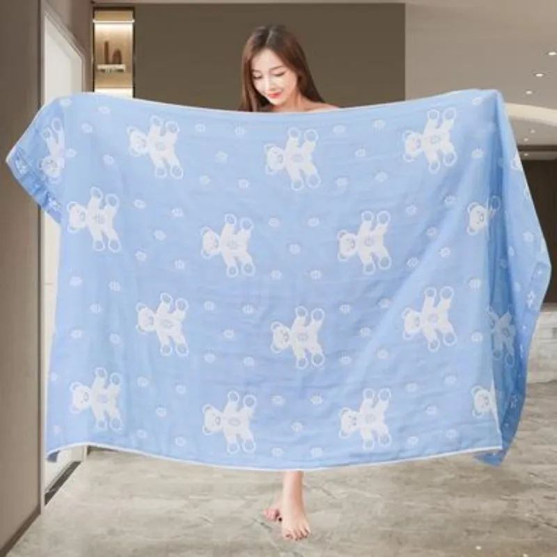 JY bath towel swimming beach towel soft absorbent bear blue 78*140CM