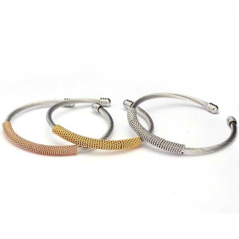 

Bohemia Tubular Mesh Stainless Steel Charm Bracelets Bangles Women Girls Jewelry Unique Wire Cuff Open Braided Female Bracelets