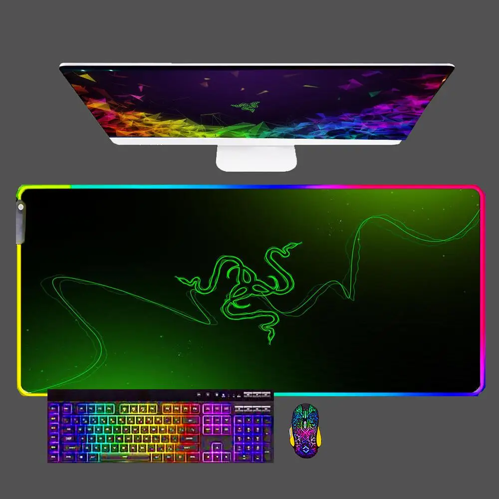 

Razer Large Mouse Pad RGB Laptop Pc Gamer Keyboard Mat XXL Mousepad LED Edge White Tassel Rubber Rubber Table Mat for CS GO LOL