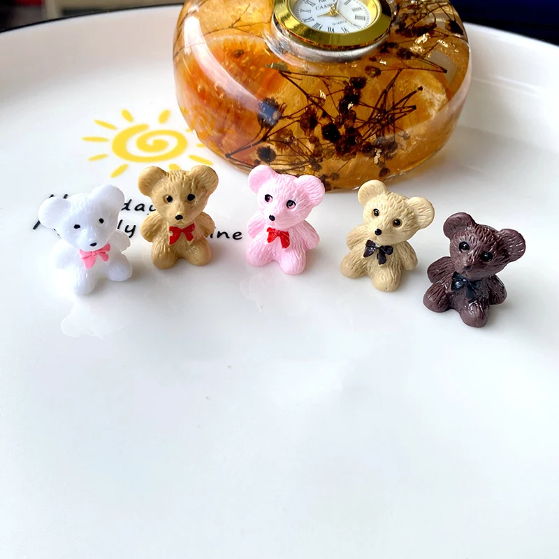 

10 шт., миниатюрный полимерный маленький сидячий медведь
