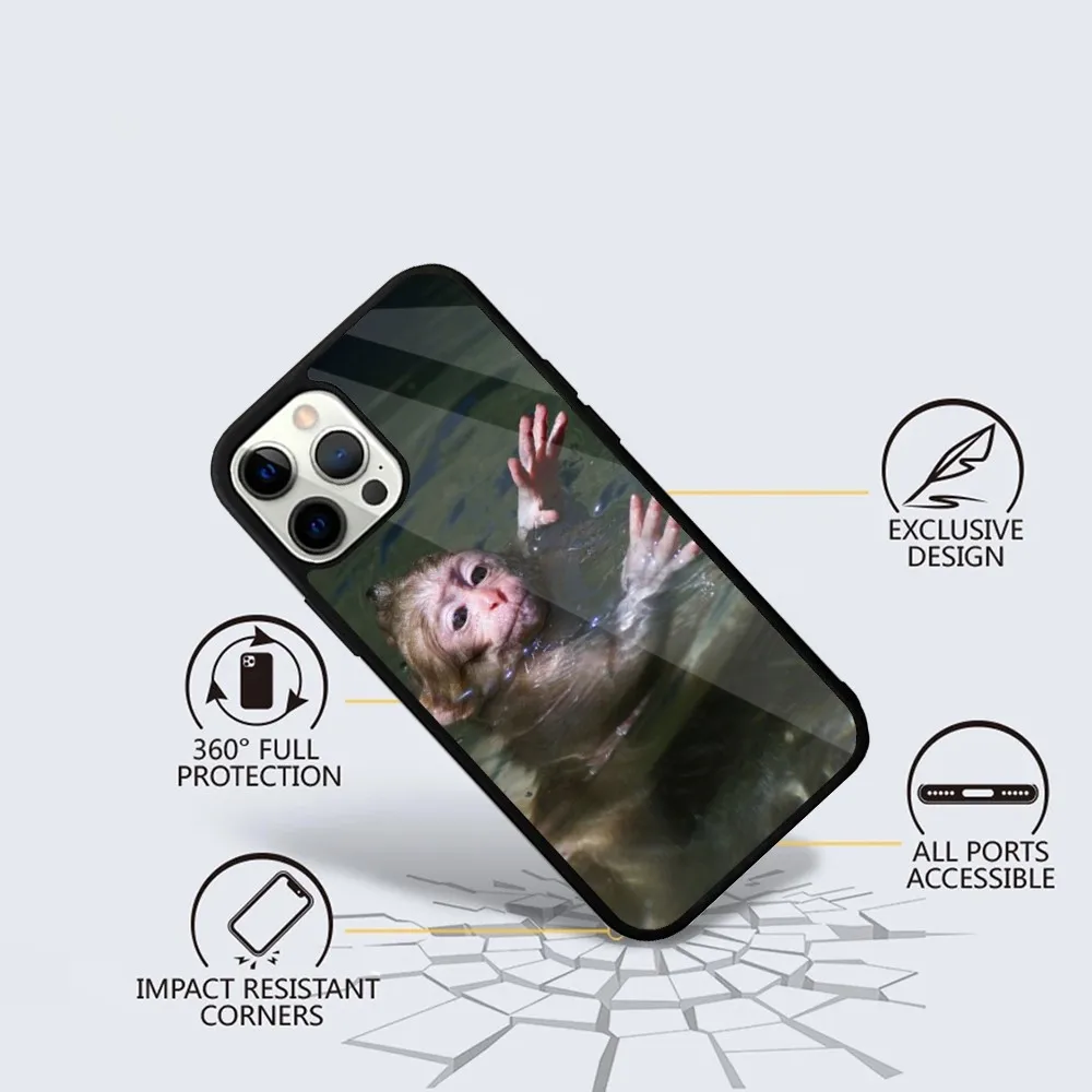 Чехол для телефона Monkey Sipping Caprisun Meme iPhone 15 14 13 12 11 Plus Pro Max Mini Magsafe с магнитной