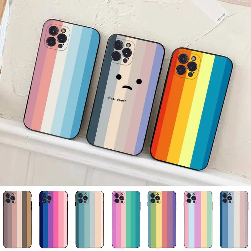 

Rainbow color Phone Case Silicone Soft For iphone 14 13 12 11 Pro Mini XS MAX 8 7 6 Plus X 2020 XR Shell