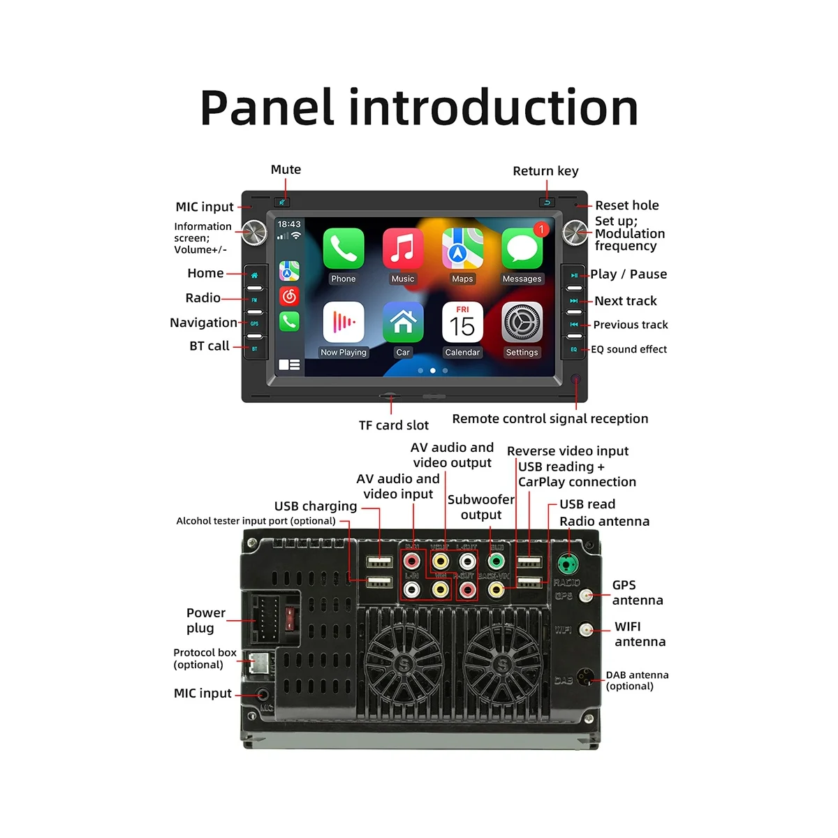 

7-дюймовый автомобильный сенсорный экран беспроводной CarPlay Android автомобильный портативный Радиоприемник Bluetooth MP5 для Volkswagen Passat Lingyu 1 + 16G
