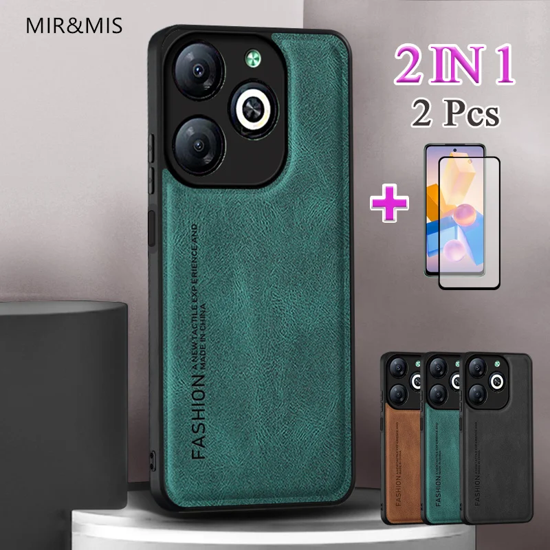 2 в 1 для Infinix Hot 40i Искусственный матовый корпус мягкая фотография с керамическим