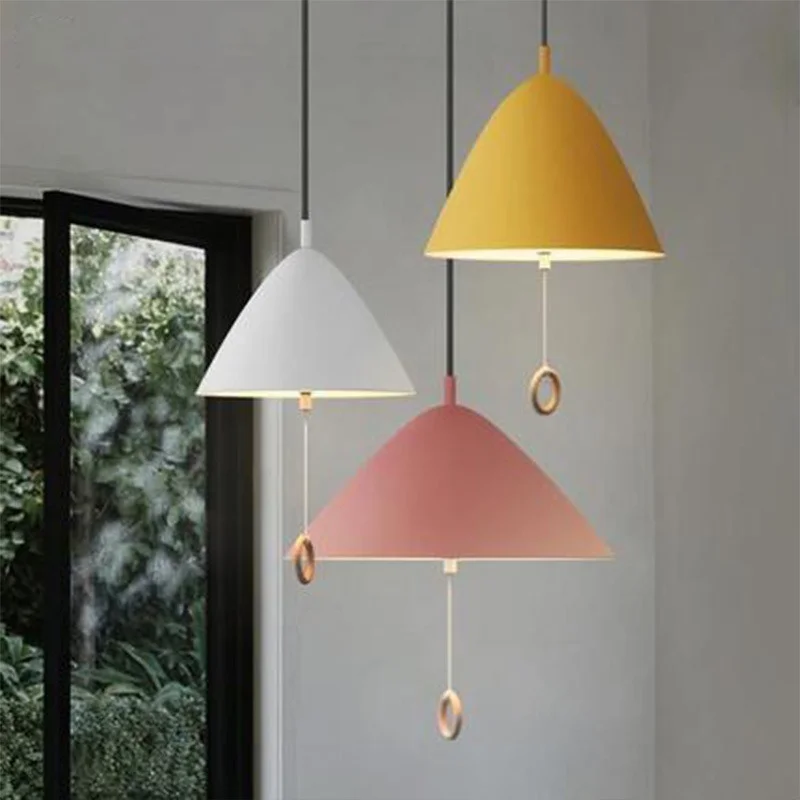 Designer Pendant Light Hangingsimple Macaron Restaurant Dinning Room Lights Bedroom Bedside Lamp Pull Switch Light Fixtures E27