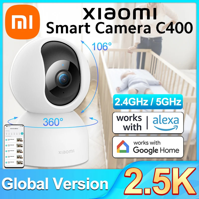 

2023 NEW Global Version Xiaomi Smart Camera C400 4MP 2.5K Wi-Fi 2.4G 5G 360° Rotation AI Human Detection with Google Home Alexa