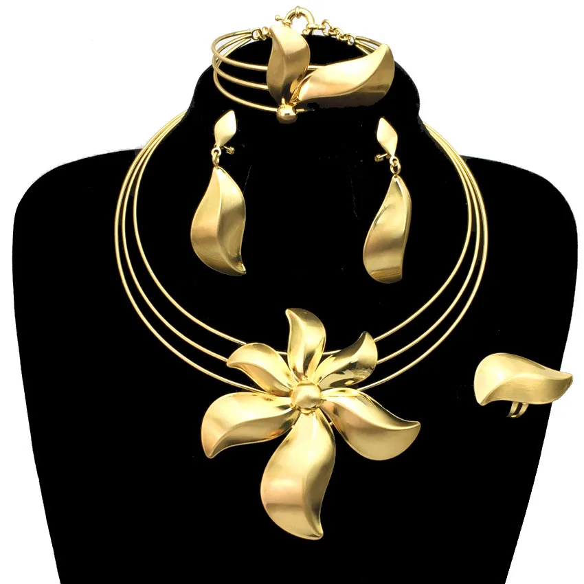 

Best Selling Brazilian Gold Plated Original Women Necklace High Quality Jewelry Set Fashion Earring Bracelet Trend FHK12870
