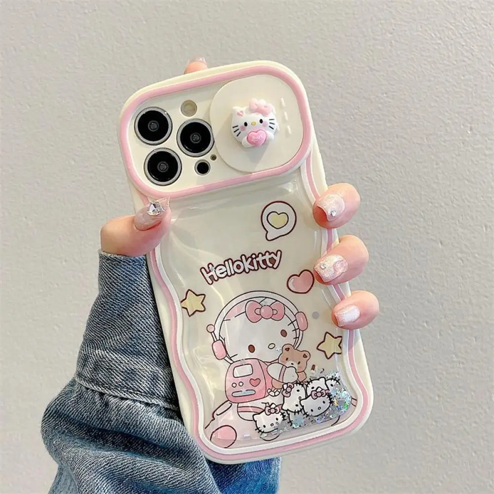 

Чехол для телефона Kawaii Sanrio Hello Kitty мультяшный аниме раздвижное окно зыбучий песок для Iphone 14 13 12 11 Pro Max аксессуары для телефонов