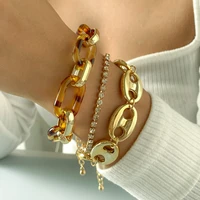 gd 3pcsset acrylic link chain bracelets for women resin bangles trendy fashion jewelry gift accessories