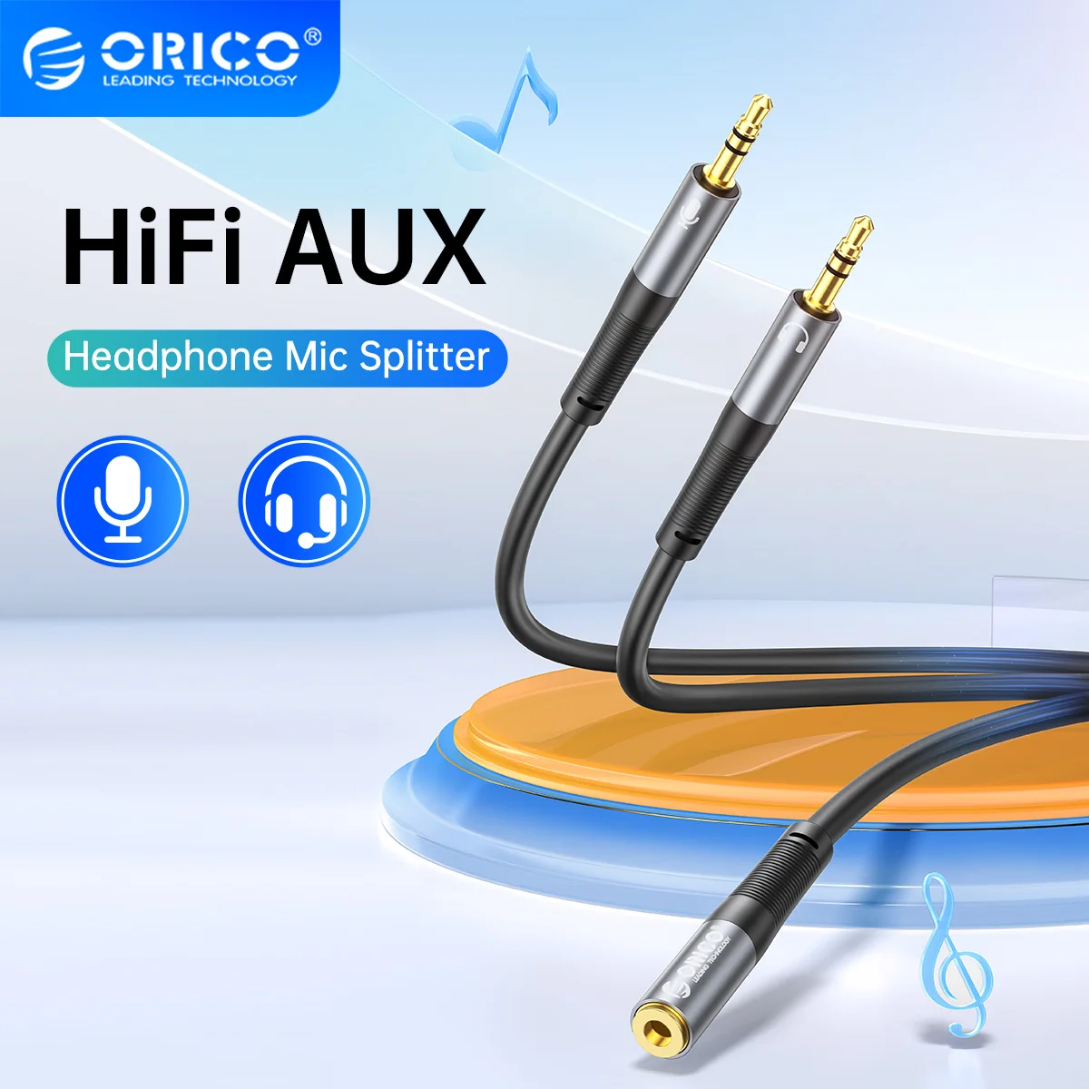 ORICO сплиттер для наушников 3,5 мм аудио кабель микрофон жидкий силиконовый провод для ПК ноутбука гарнитуры Nintendo переключатель динамика