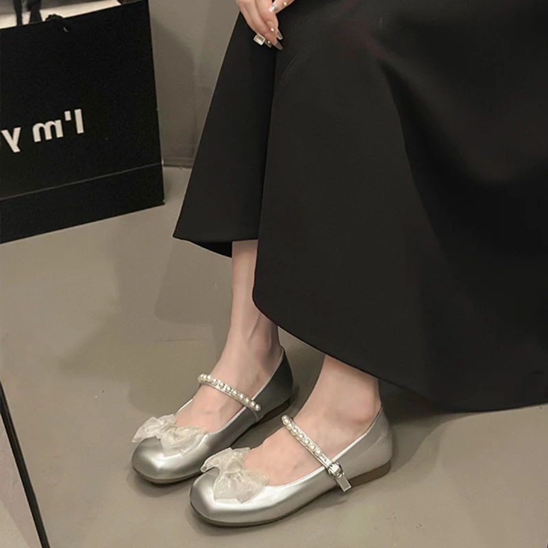 Мягкие элегантные туфли с бантом женские оксфорды на плоской подошве украшенные