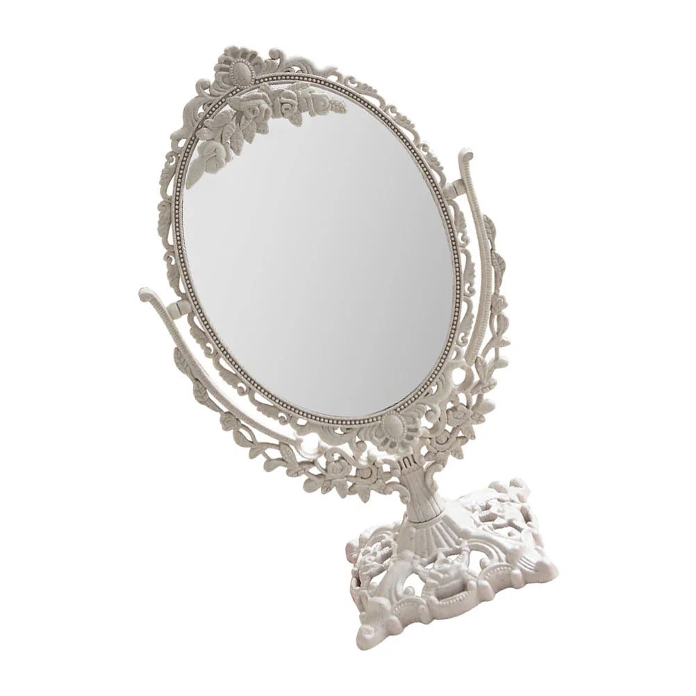 

1pc Desktop Makeup Mirror Retro Style Relief Girl Makeup Mirror Desktop Mirror