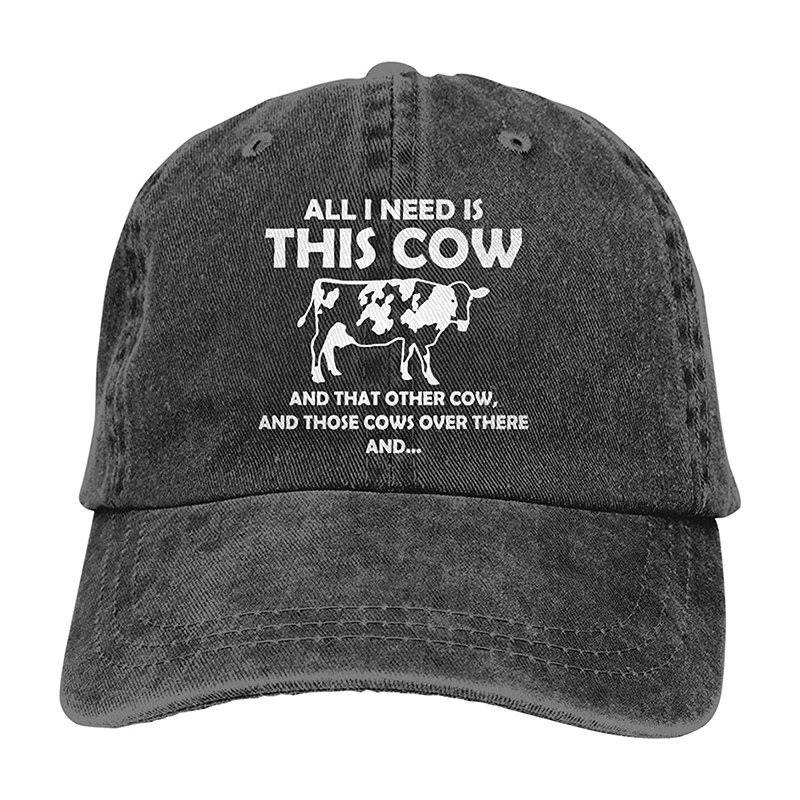

I Need This Cow Vintage Washed Twill Baseball Caps Adjustable Hat Funny Humor Irony Graphics Of Adult Gift Black Gorras Hombre
