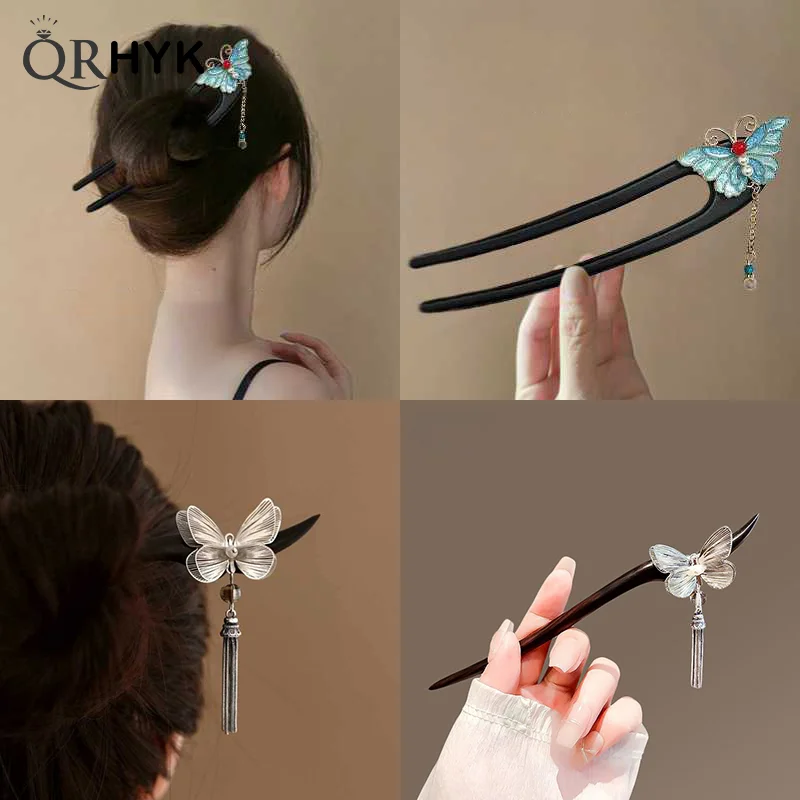 Винтажная заколка для волос с бабочкой и кисточкой женщин девушек новые