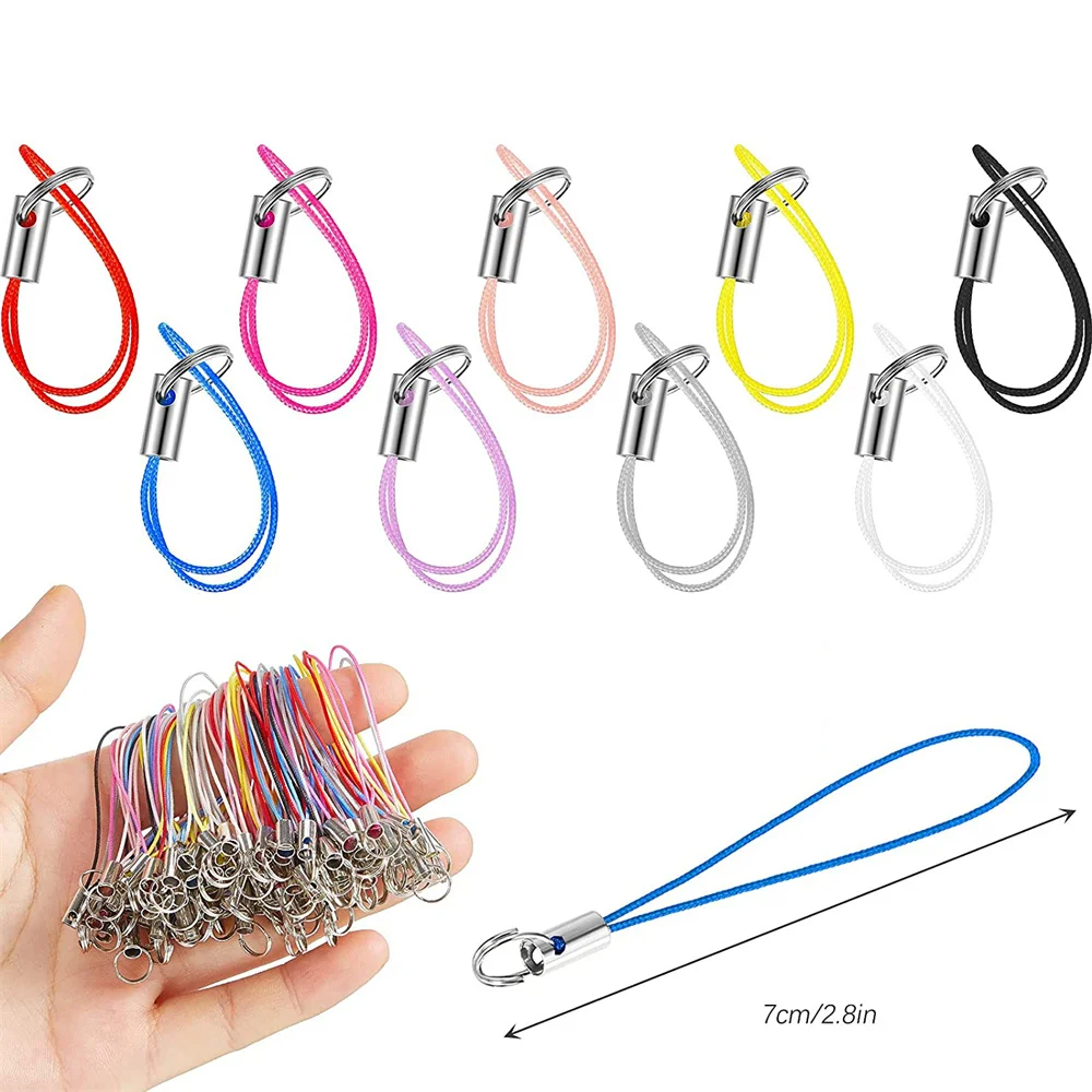 

100Pcs Mix color Polyester Cord With Jump Ring Lanyard Rope For Making Keychain DIY Craft Pendant Handmade Materials Wholesale