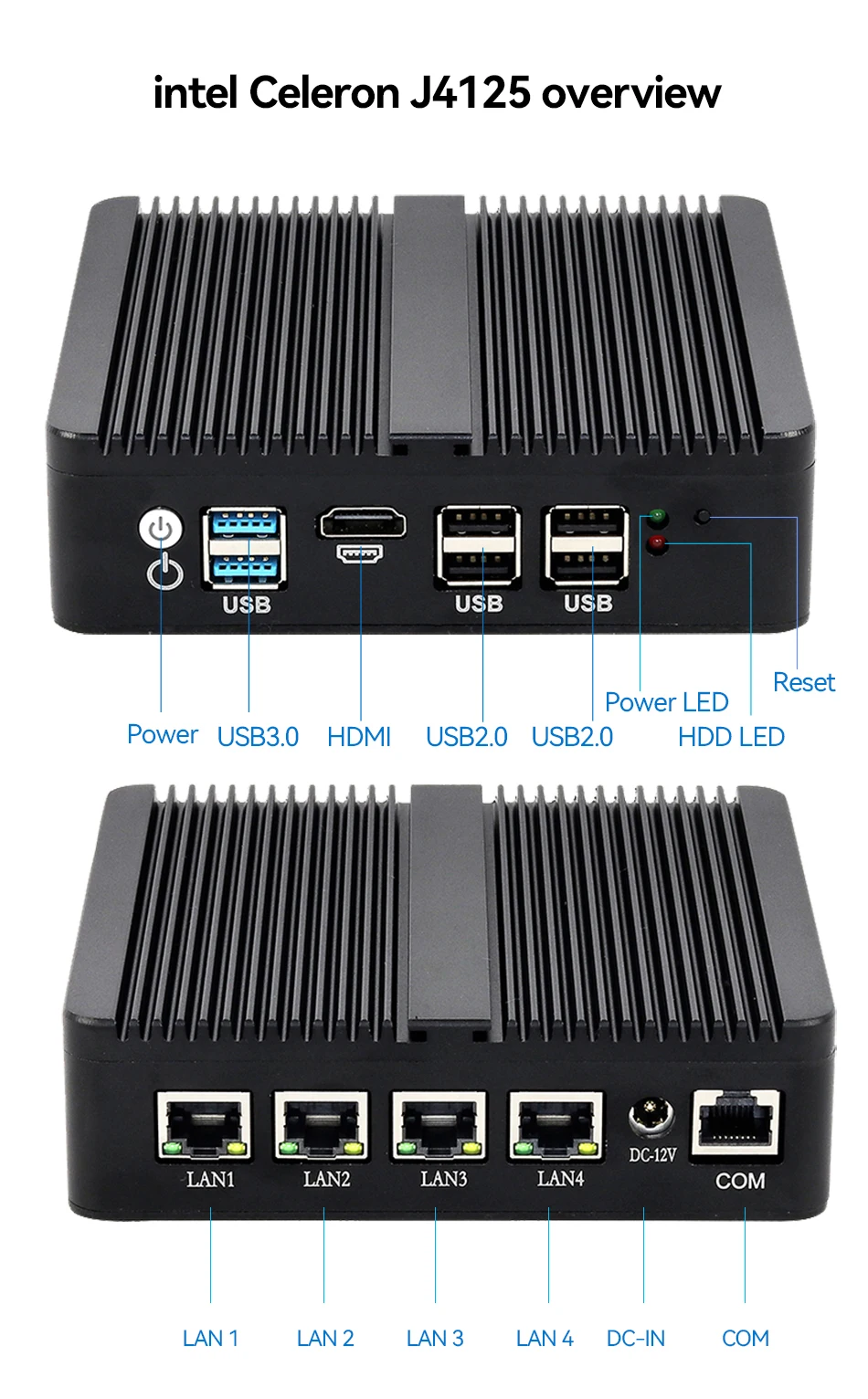 XCY Firewall Appliance Mini PC Intel Celeron J4125 Quad-Cores 4x LAN 2.5G i225V Network Card Soft Router Pfsense OPNsense images - 6