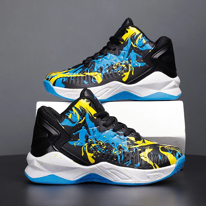 2023 Fashion Kids Basketball Shoes Boys High Top Designer Sneakers Children's Training Shoes Non-Slip Damping Basket Sneaker Boy