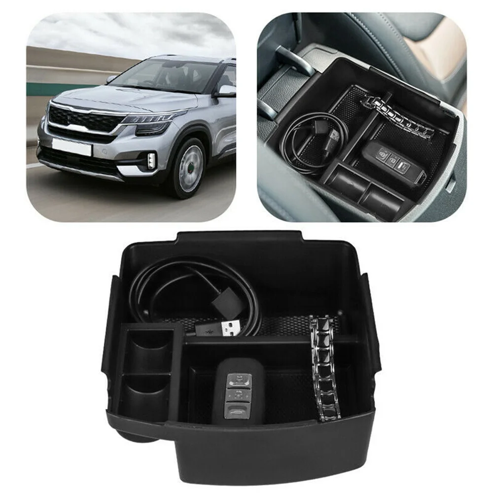

Black Storage Box Organizer Storage ABS Accessories Box Center For Kia Seltos 2020-2021 Brand new