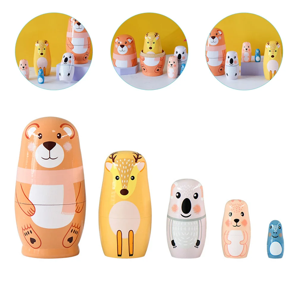 

1 Set Wooden Nesting Matryoshka Dolls Cartoon Russian Dolls Toy for Kids