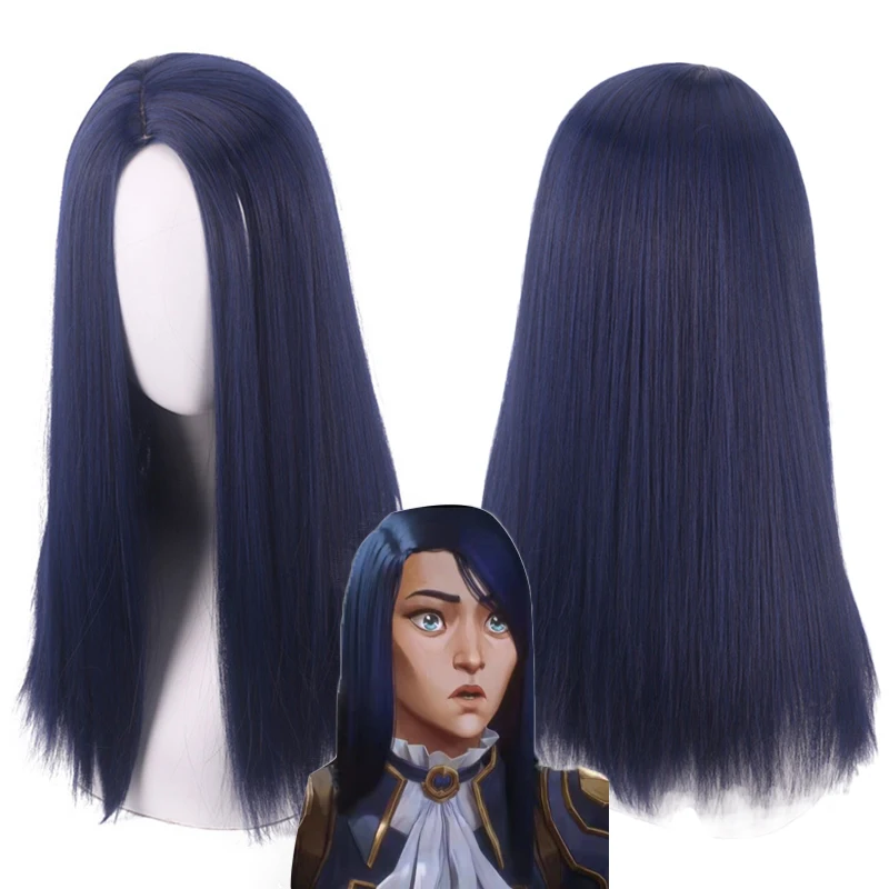 

Парик женский прямой темно-синего цвета из термостойких синтетических волос