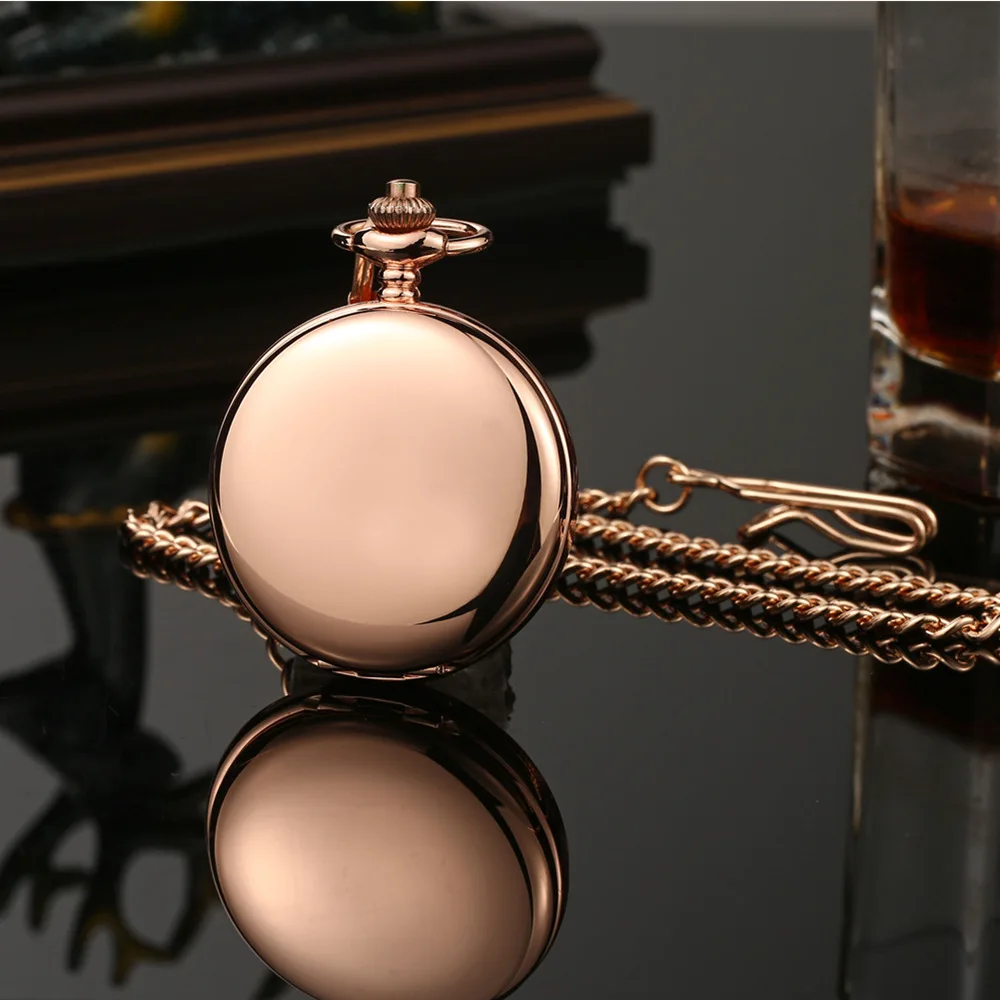 Luxury Dual Open Case Vintage Gold Mechanical Pocket Watch for Men Women Skeleton Dial Roman Numeral Man Fob Chain Pendant Clock